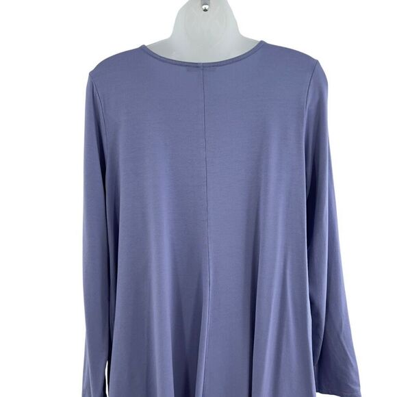 Eileen Fisher System Blouse Women's Size Large Blue Long Sleeve Relaxed Stretchy - Picture 3 of 10